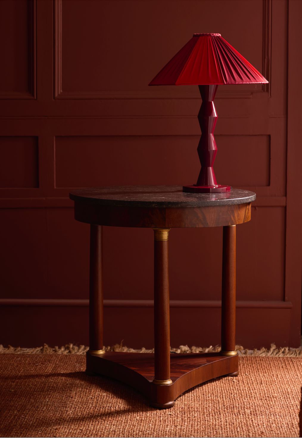 The Fitz Hand Turned Wood Burgundy Table Lamp photo furniture