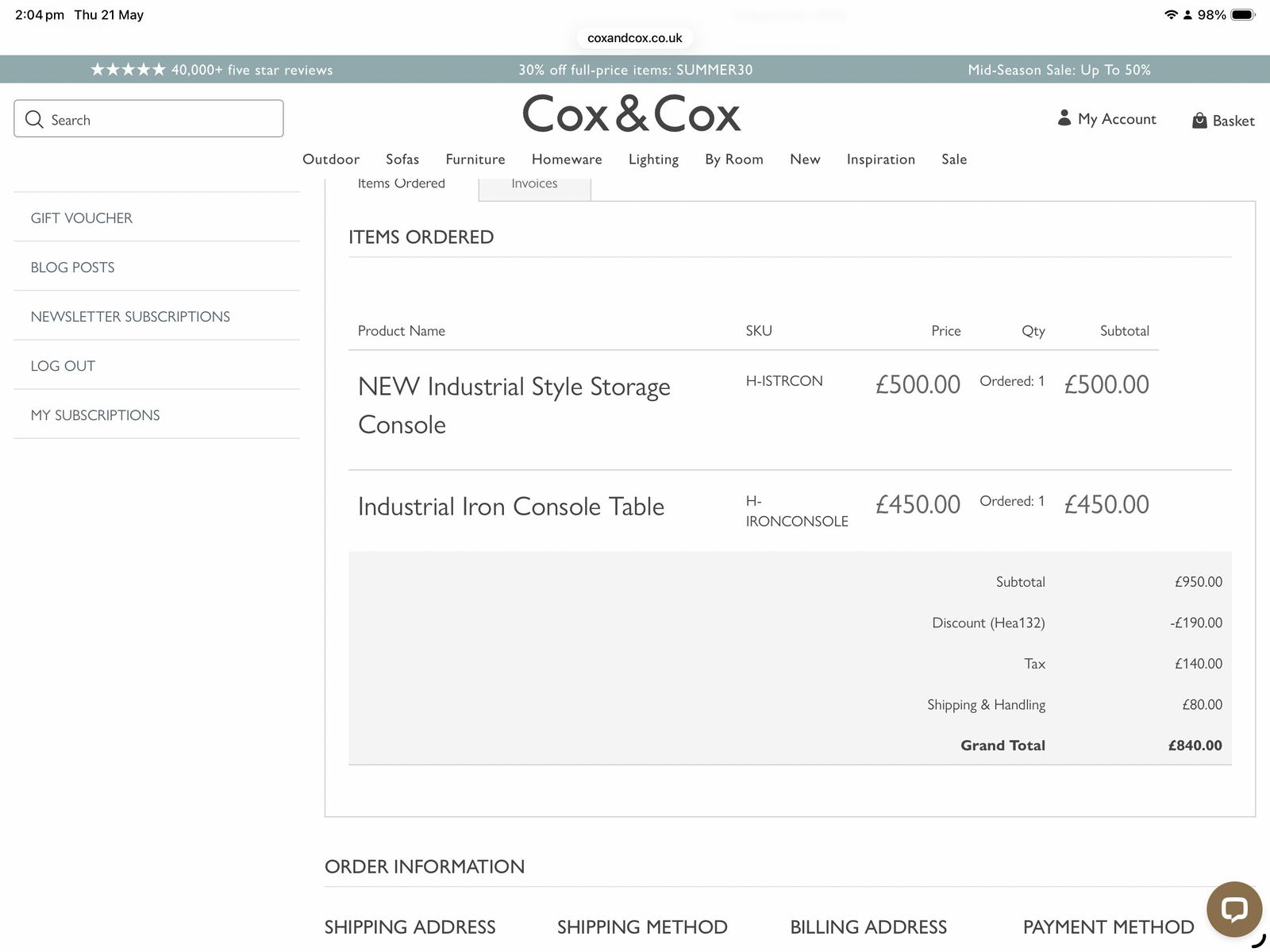 Cox & Cox Industrial Style  Console photo for sale