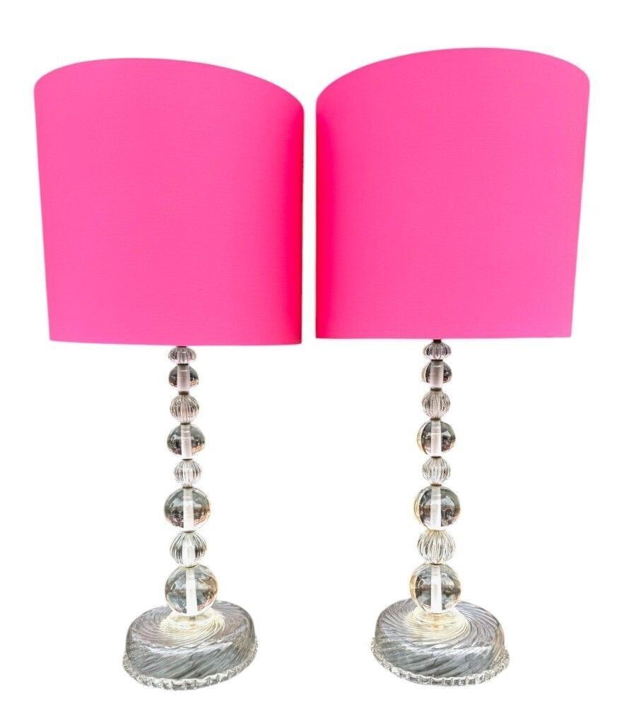 A Pair Of Large 1970s Murano Glass Lamps Attributed To Barovier & Toso