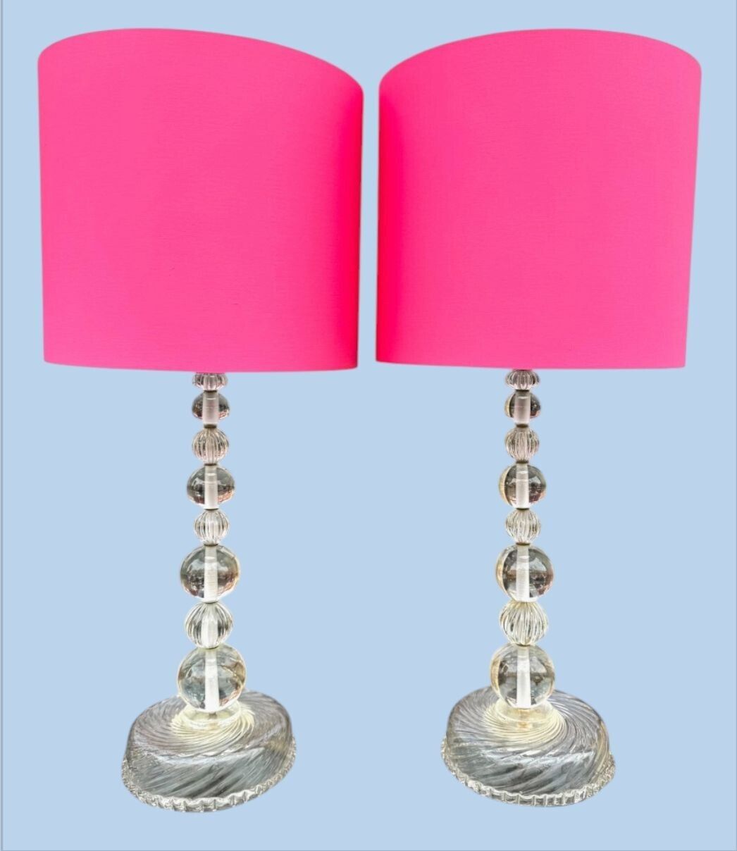 A Pair Of Large 1970s Murano Glass Lamps Attributed To Barovier & Toso photo 1850.0