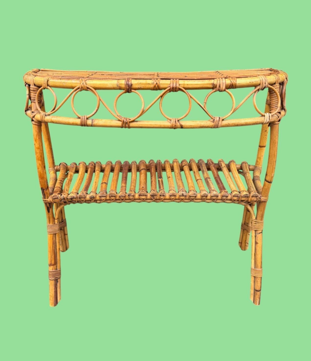 An Italian 1970s Split Cane Bamboo, Bonacina Style Table photo Furniture