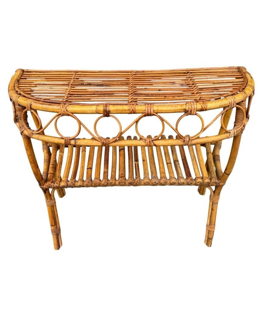An Italian 1970s Split Cane Bamboo, Bonacina Style Table photo 735.0