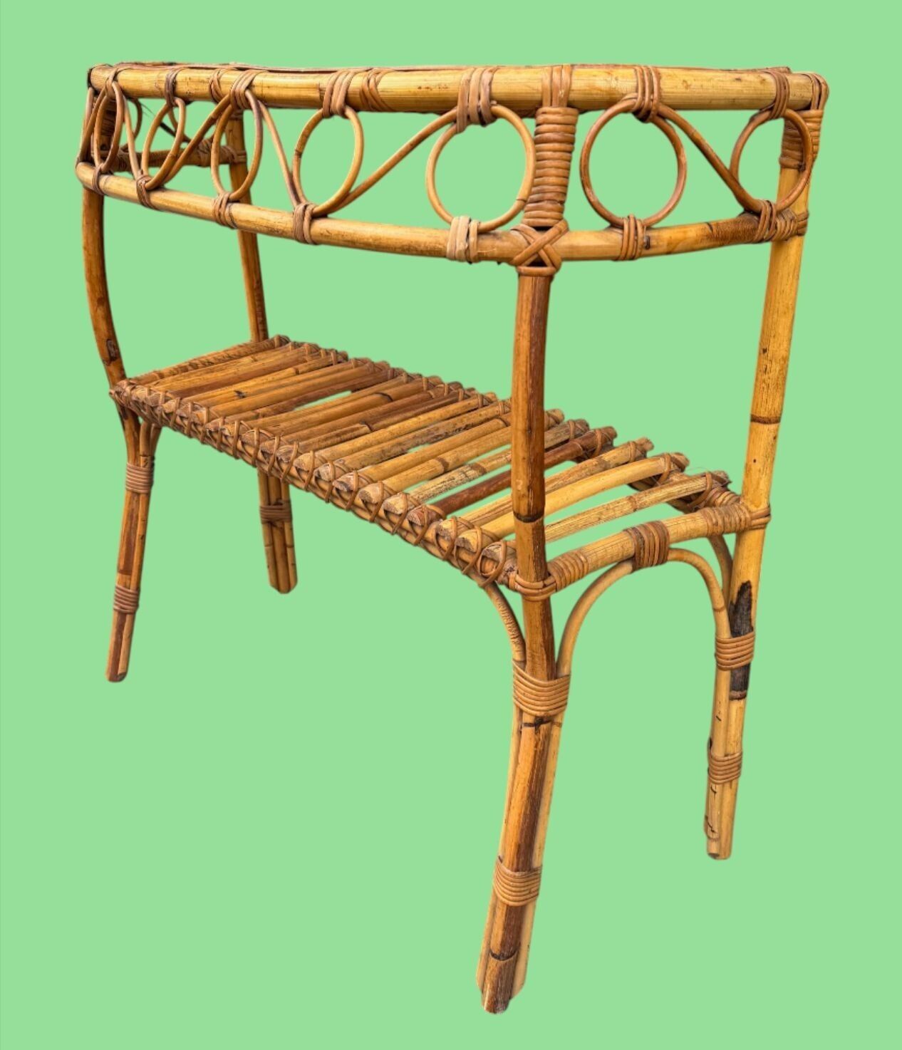 An Italian 1970s Split Cane Bamboo, Bonacina Style Table photo vinterior