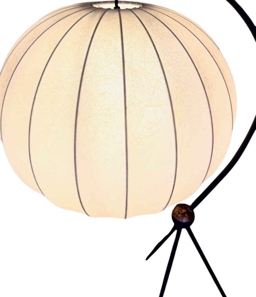 photo vinterior A Rare Italian 1960s Black Lacquer And Brass Tripod Floor Lamp With Cocoon Shade By Castiglioni