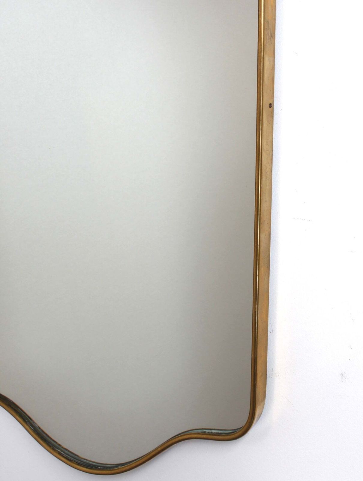 photo furniture Mid Century Italian Wall Mirror With Brass Frame (Circa 1960s)