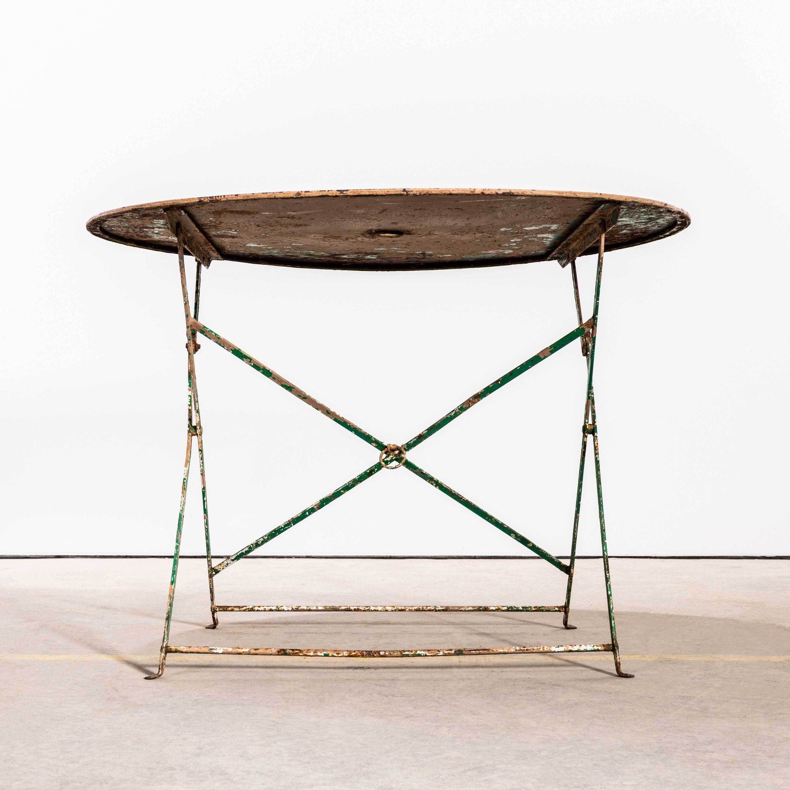 1950's French Round Metal Folding Dining Table photo Furniture