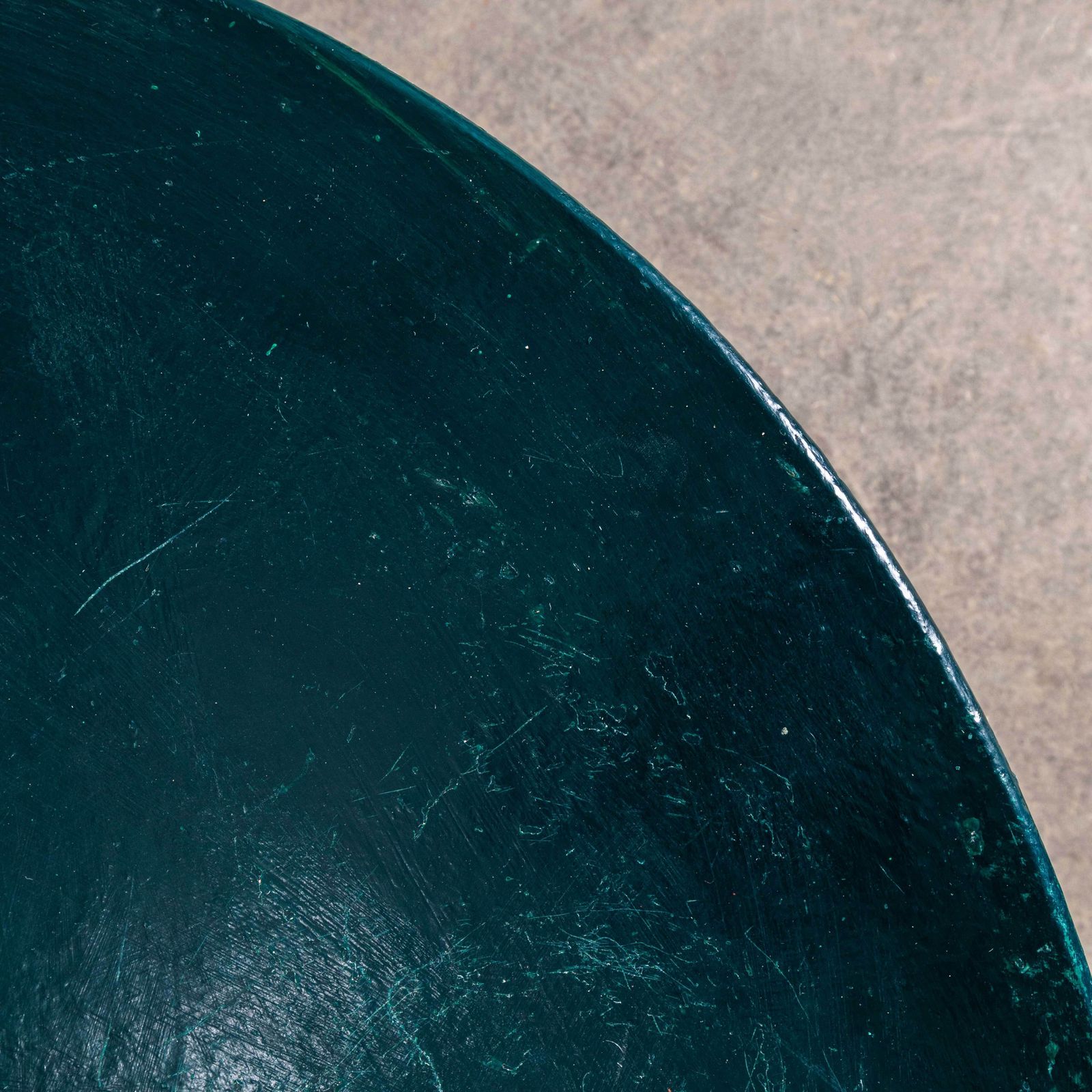 1950's Original Medium French Round Outdoor Table   Dark Turquoise photo vinterior
