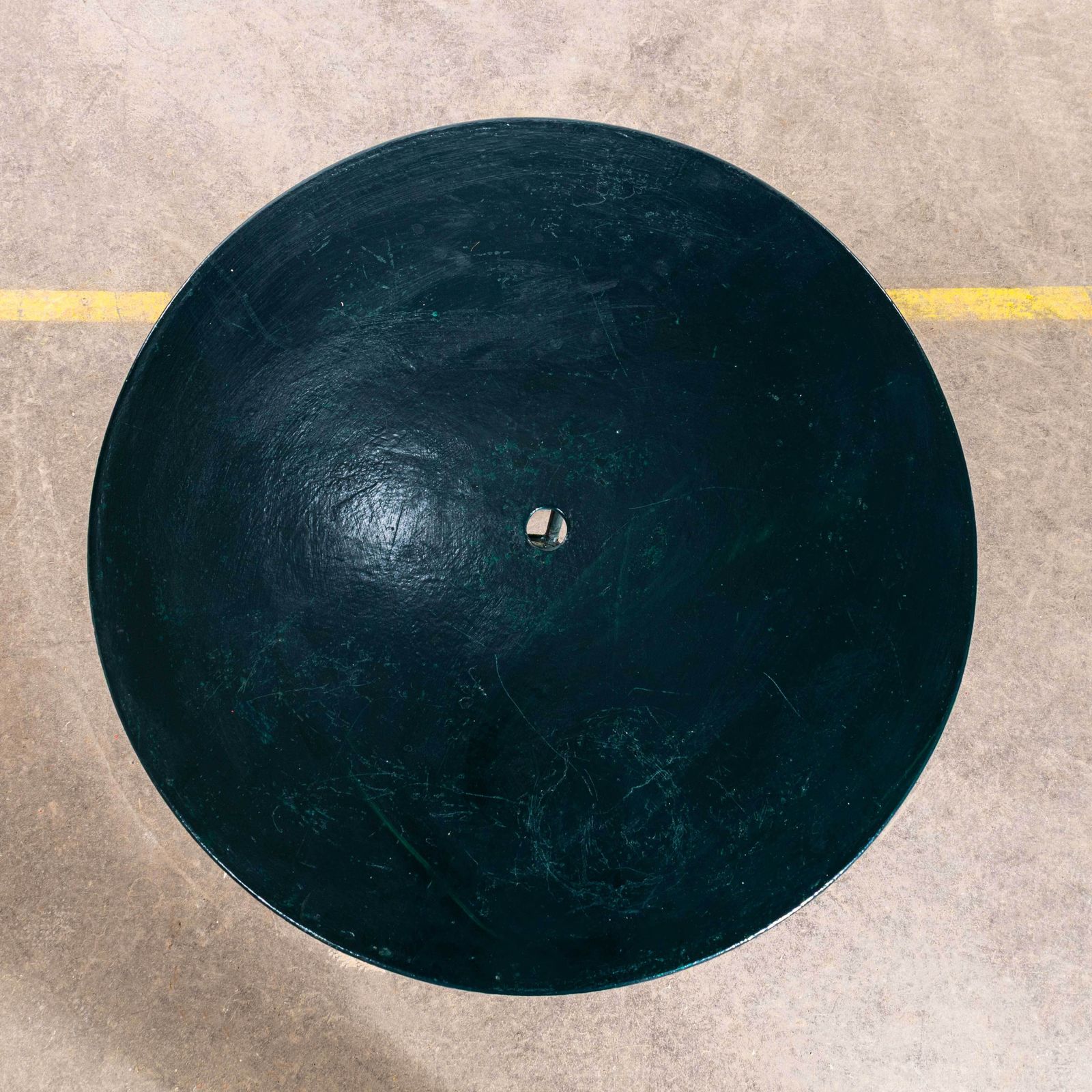 1950's Original Medium French Round Outdoor Table   Dark Turquoise photo buy