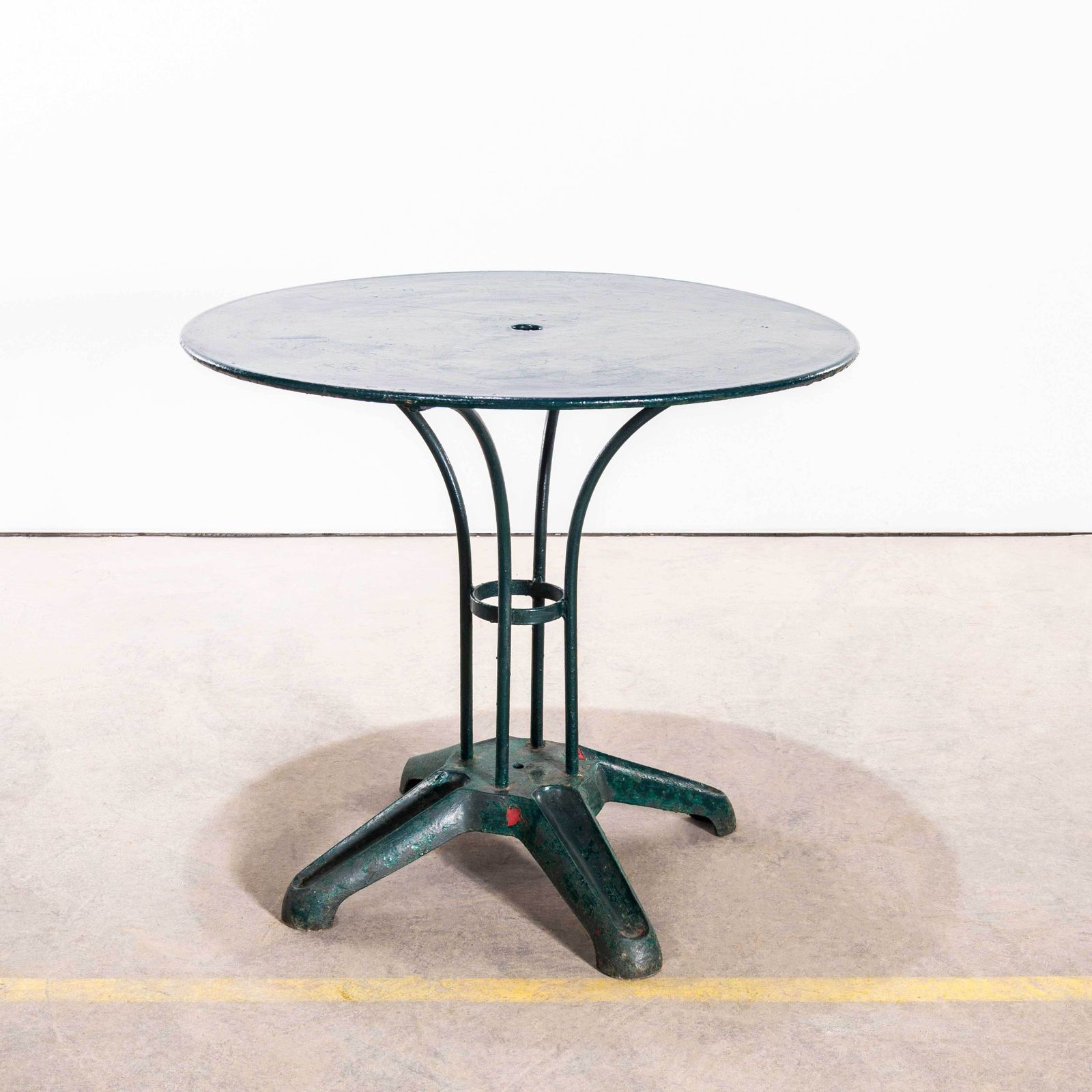 1950's Original Medium French Round Outdoor Table   Dark Turquoise