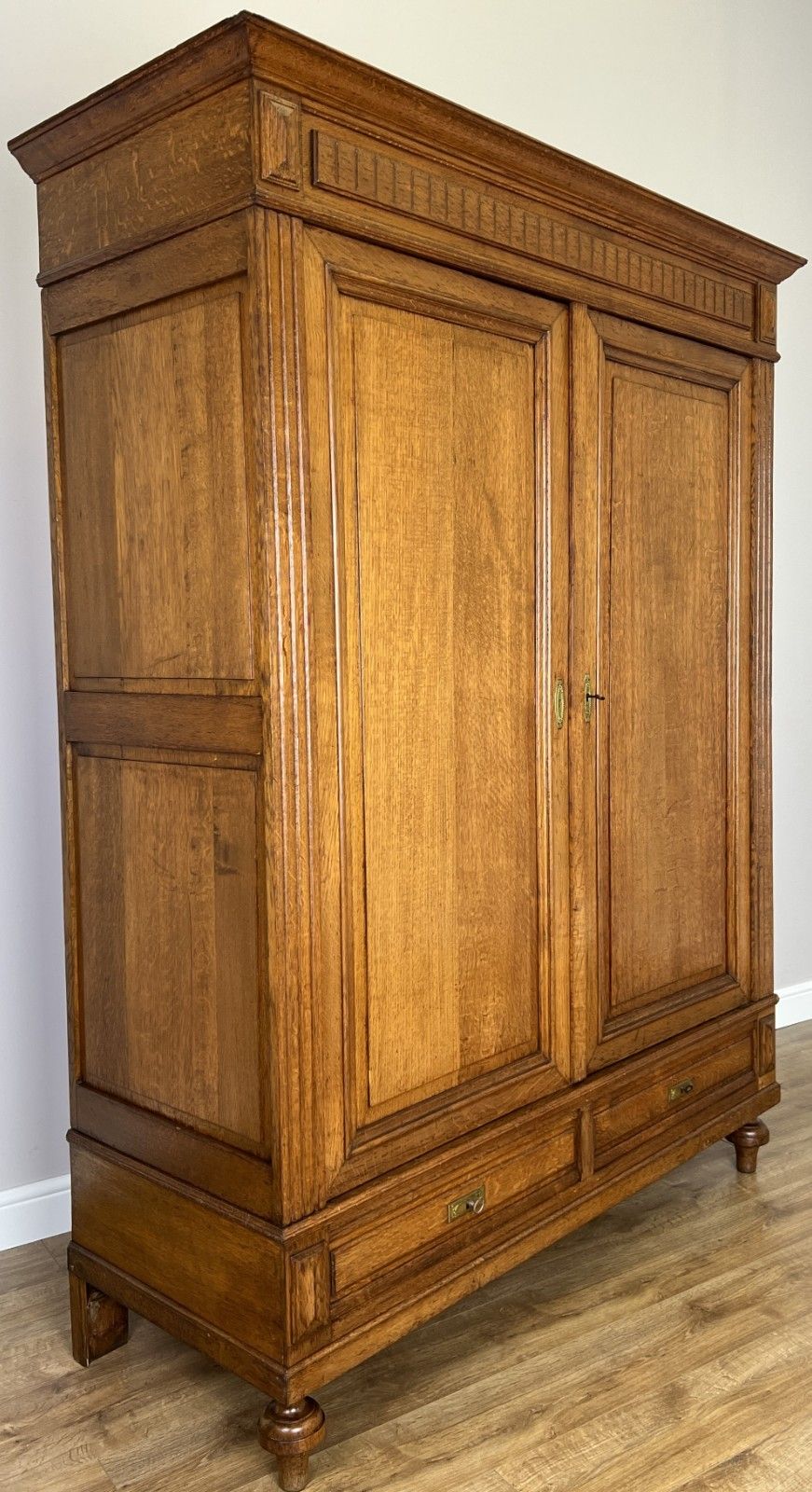 Wardrobe Antique French Style Oak Two Door Carved Armoire Cabinet Lot 6143 photo furniture
