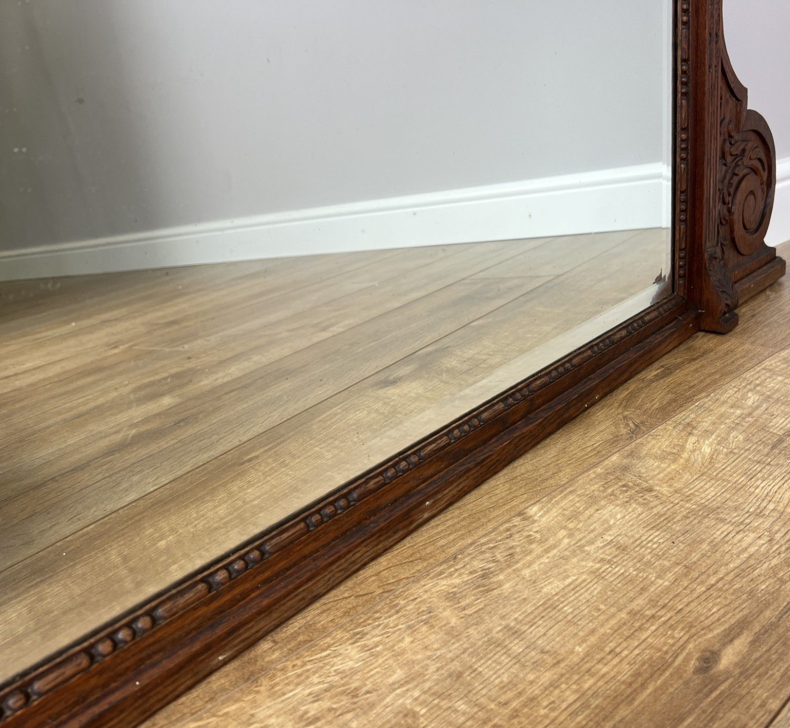 Mirror Antique French Style Oak Wall Mirror Carved Decorative Frame Lot 6140 photo vinterior
