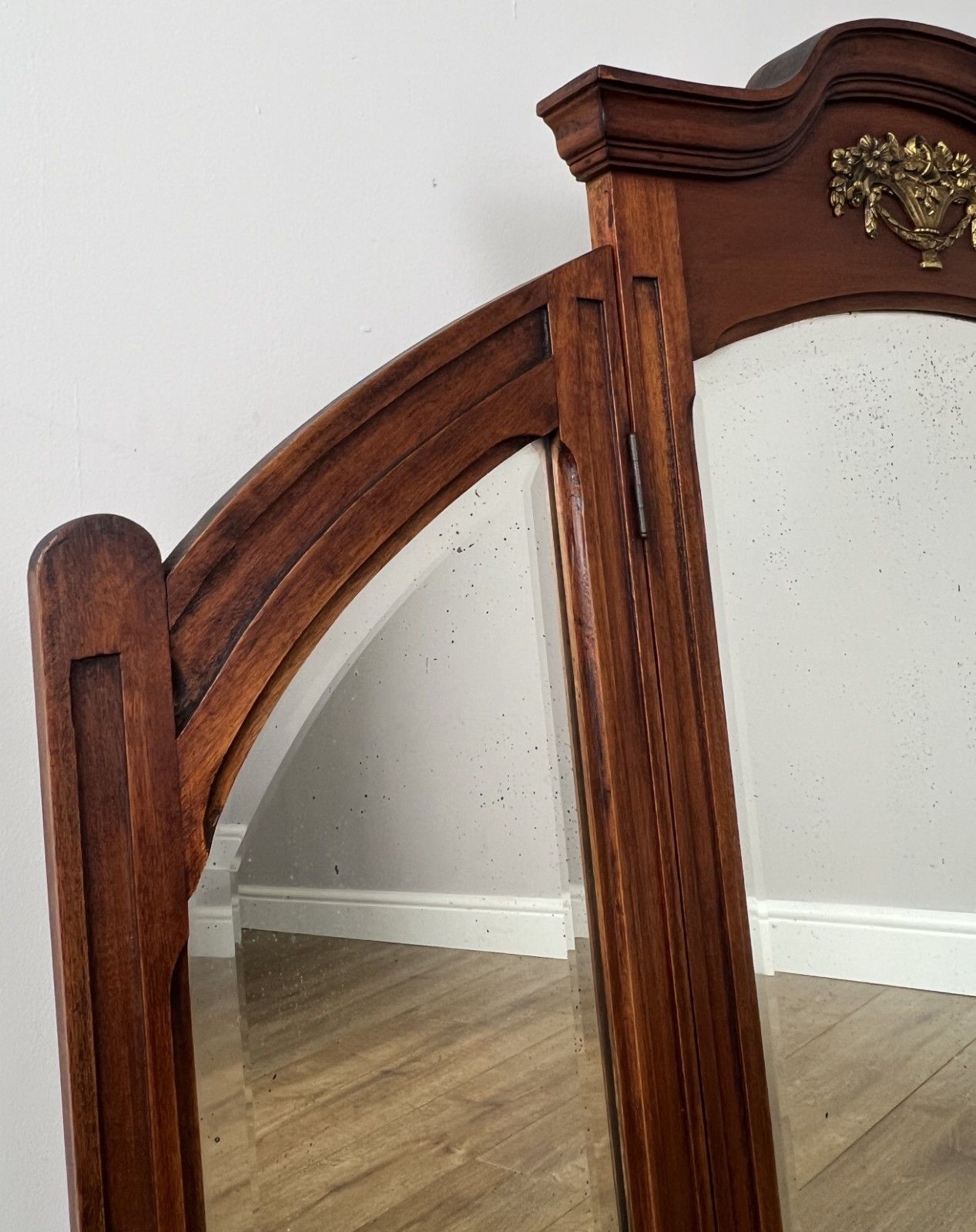 Mirror Antique French Style Walnut Triple Folding Dressing Table Mirror Lot 6139 photo for sale