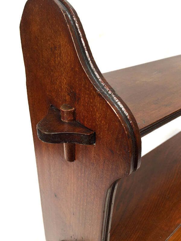 Antique Large Wooden Hand Carved Arts & Crafts Wall Hanging Peg Shelf C1930 photo furniture