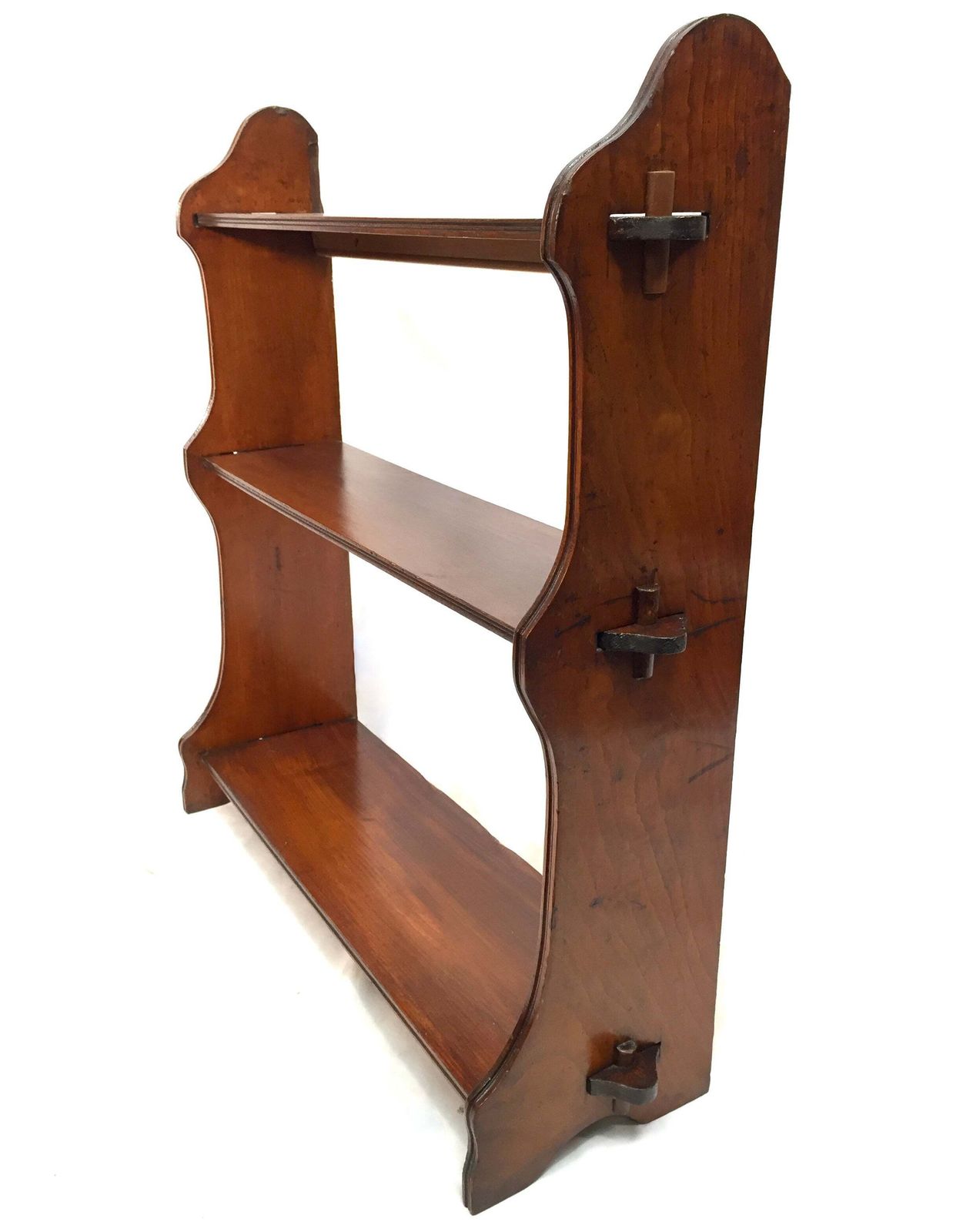 photo furniture Antique Large Wooden Hand Carved Arts & Crafts Wall Hanging Peg Shelf C1930