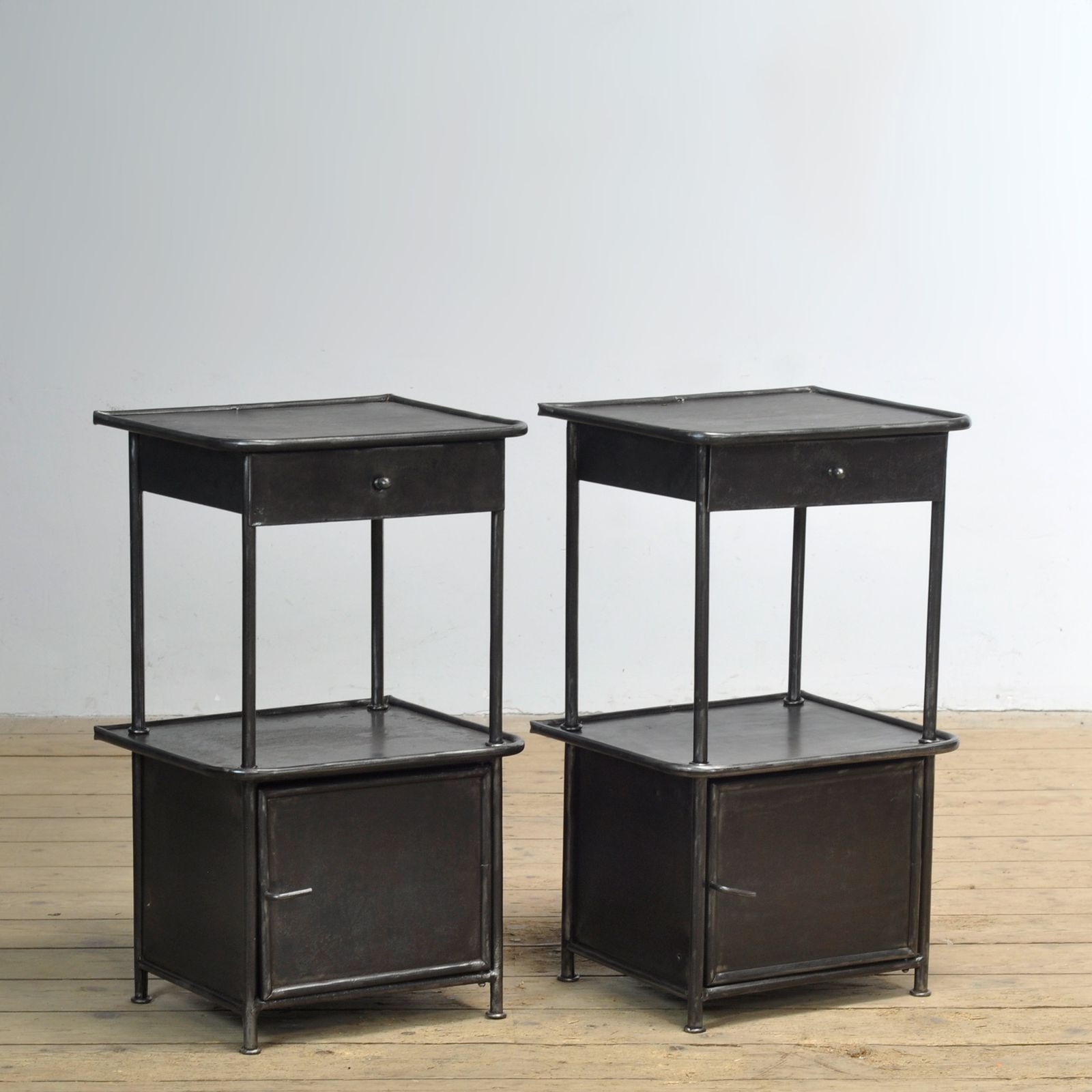 Set Of Iron Bedside Tables, 1910s