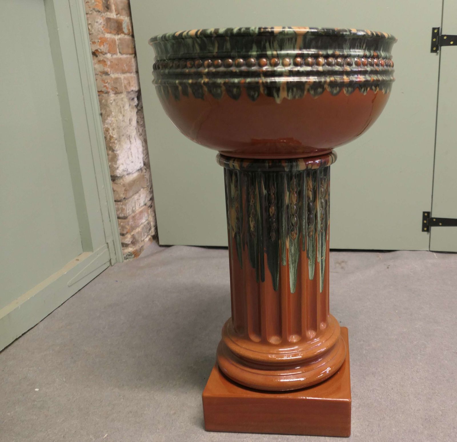 French Glazed Arts And Crafts Terracotta Jardiniere In Good Condition photo vinterior