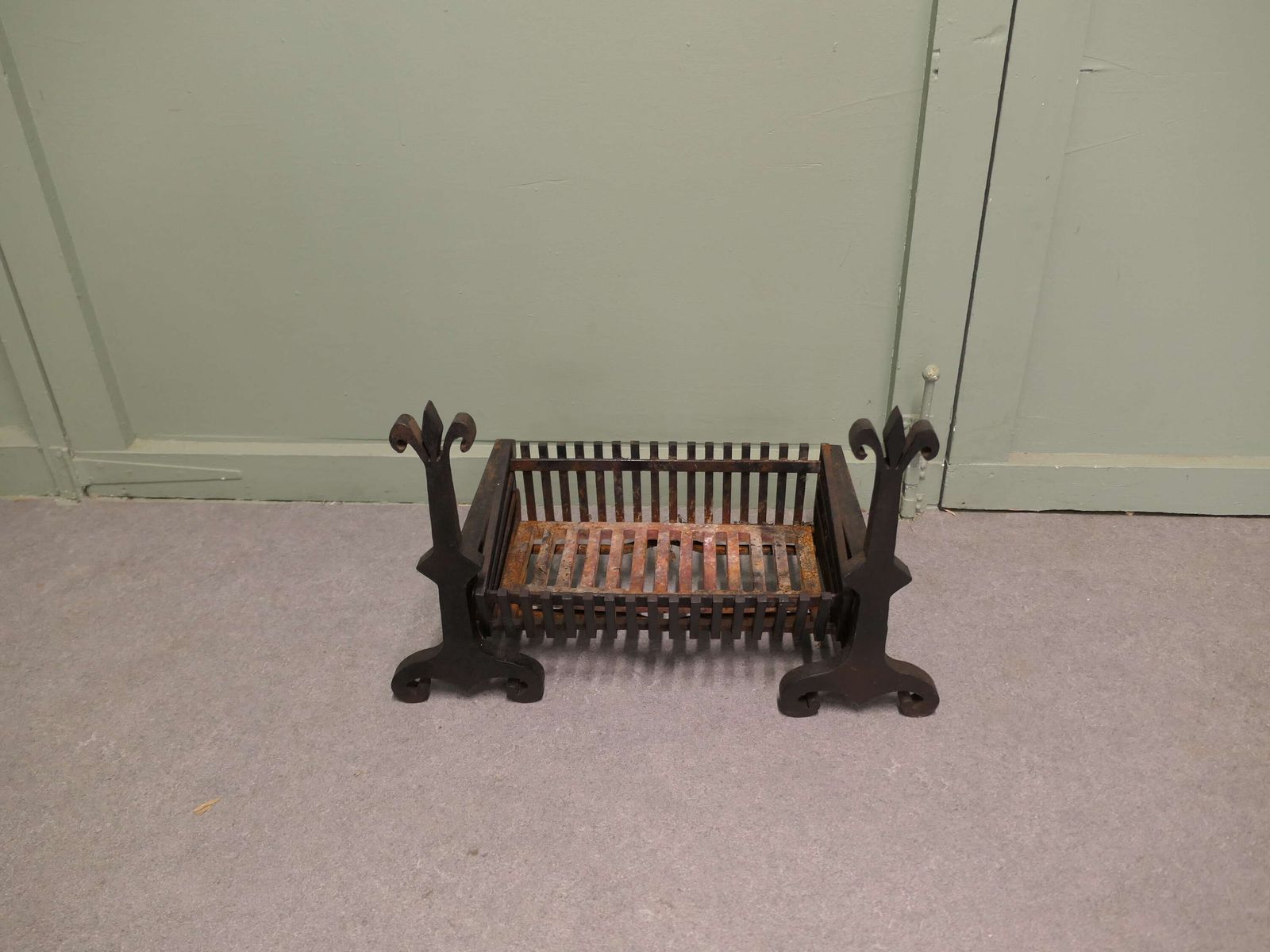 Large 19th Century Andirons With Grate These Are Heavy Hand Forged Iron Andirons photo 678.0
