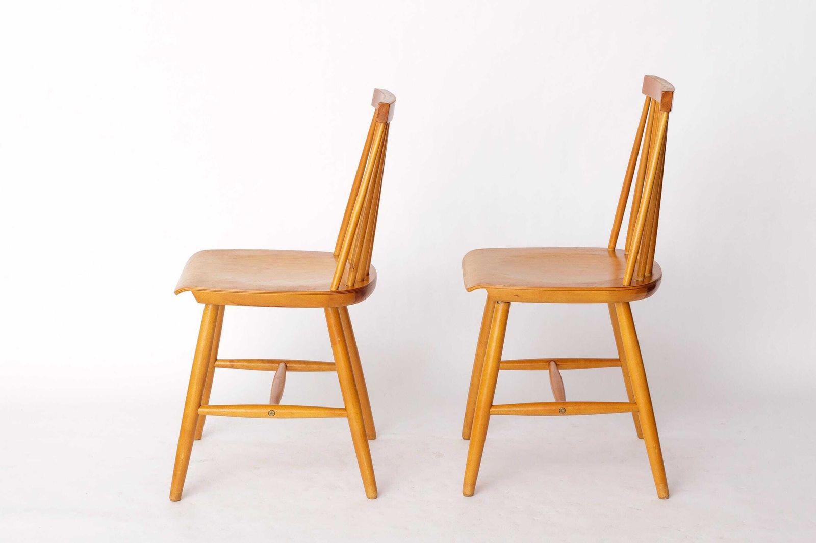 Pair Of Yngve Ekström "Pinocchio" Dining Chairs – Swedish Beechwood, 1960s Vintage Scandinavian Design photo furniture