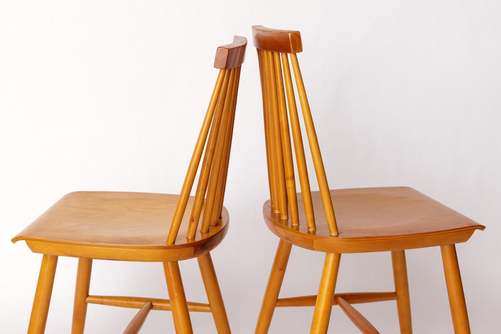 Pair Of Yngve Ekström "Pinocchio" Dining Chairs – Swedish Beechwood, 1960s Vintage Scandinavian Design photo for sale