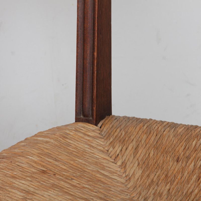 photo for sale Set Of 6 Oak Wicker Chairs, French Craftsmanship, 1950