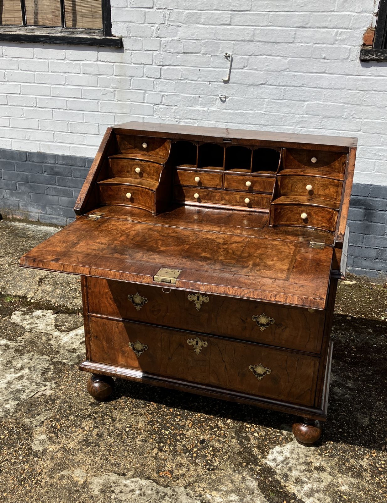 Fine Early 18th Century English Walnut Fall Front Bureau, Circa 1705 photo buy
