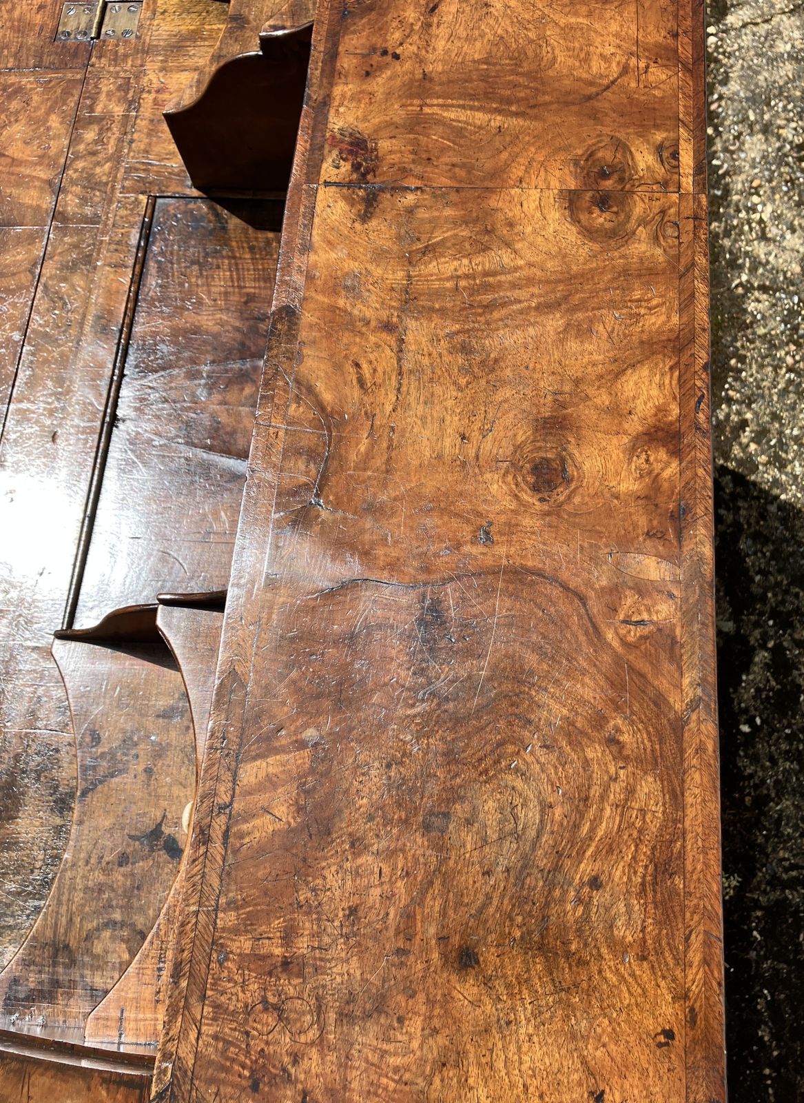 photo buy Fine Early 18th Century English Walnut Fall Front Bureau, Circa 1705