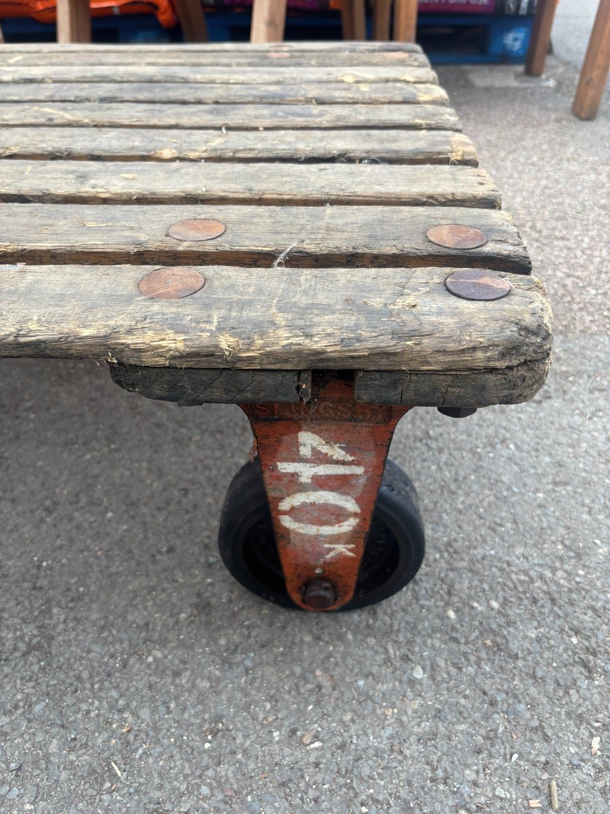 Furniture Vintage Slingsby London Industrial Turnable Trolley Cart photo