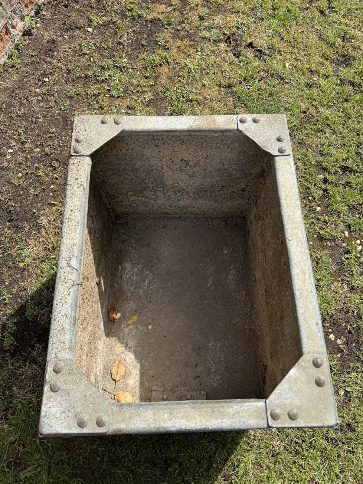 Riveted Galvanised Trough Planter /  Raised Flower Bed Plant Olive Tree Pot (T2 photo Garden Decor