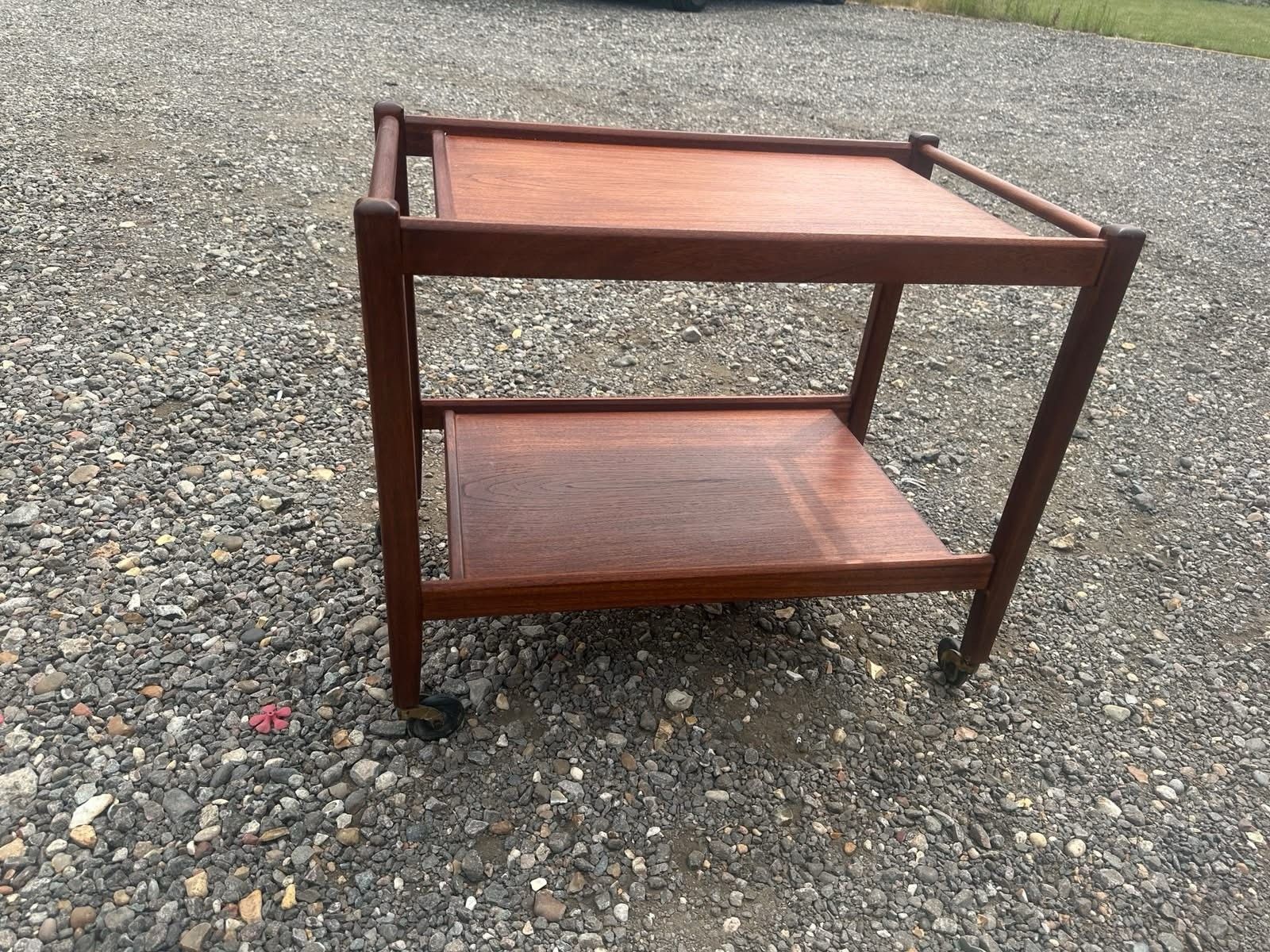 125.0 Vintage Mid Century Teak Drinks Trolley Serving Cart Bar Trolley Danish Mcm photo