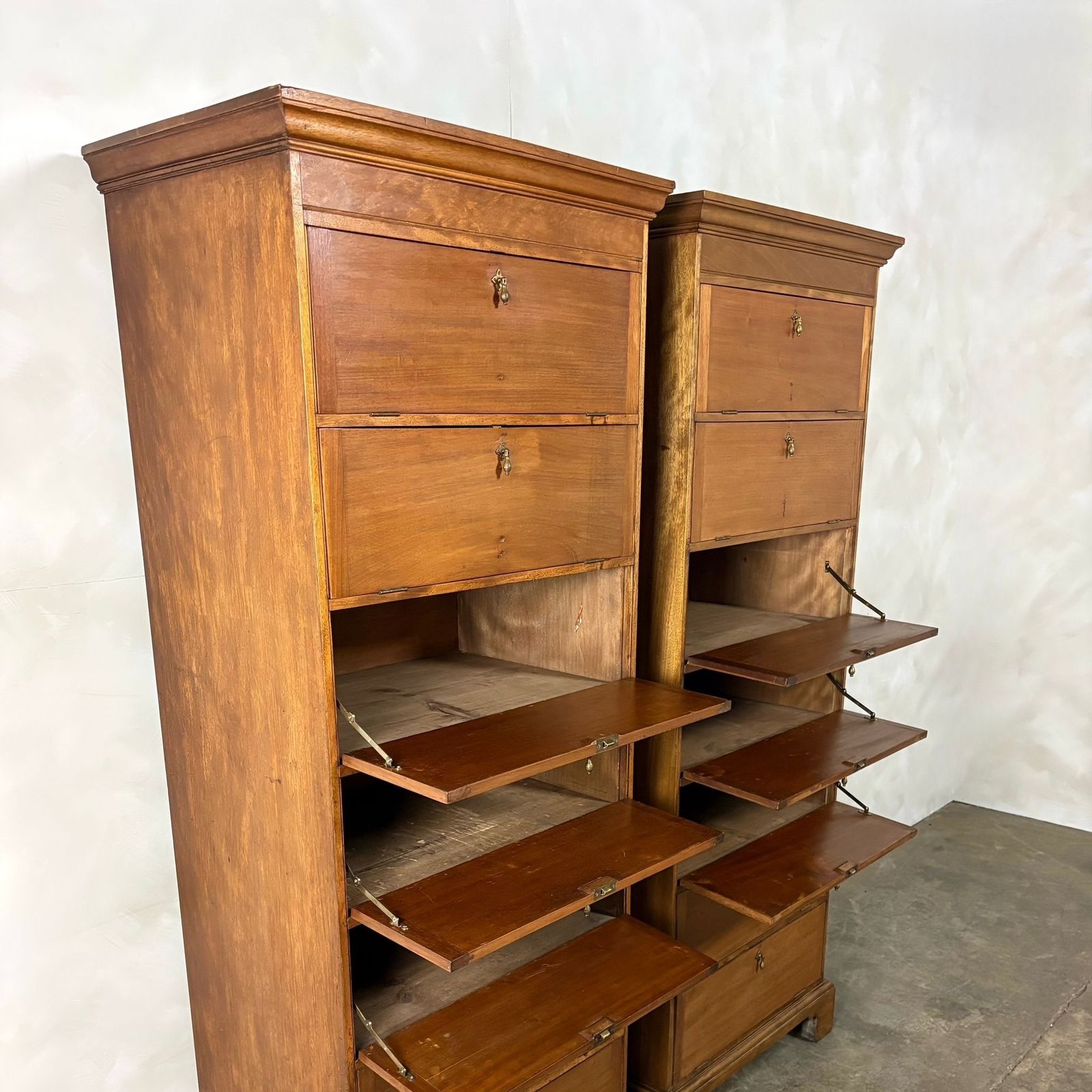 Pair Of Antique Tall Cabinets/Bookcases/Haberdashery Storage Drawers photo furniture