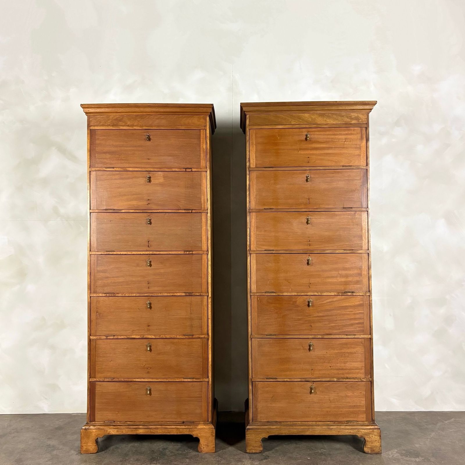 Pair Of Antique Tall Cabinets/Bookcases/Haberdashery Storage Drawers photo vintage