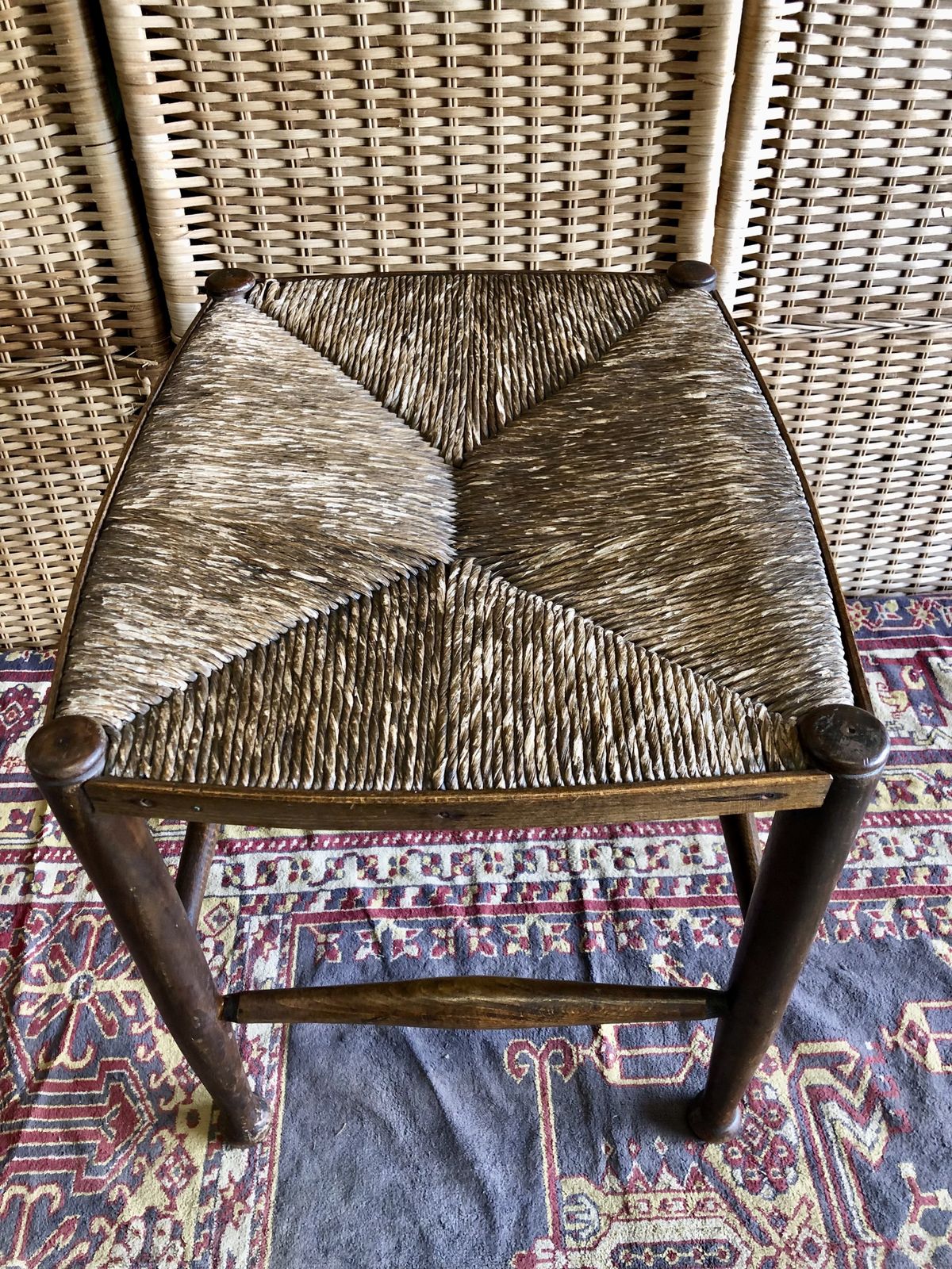 149.0 Antique Stool With Rush Seat photo