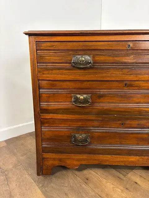 Edwardian Satinwood Chest Of Three Drawers photo vintage