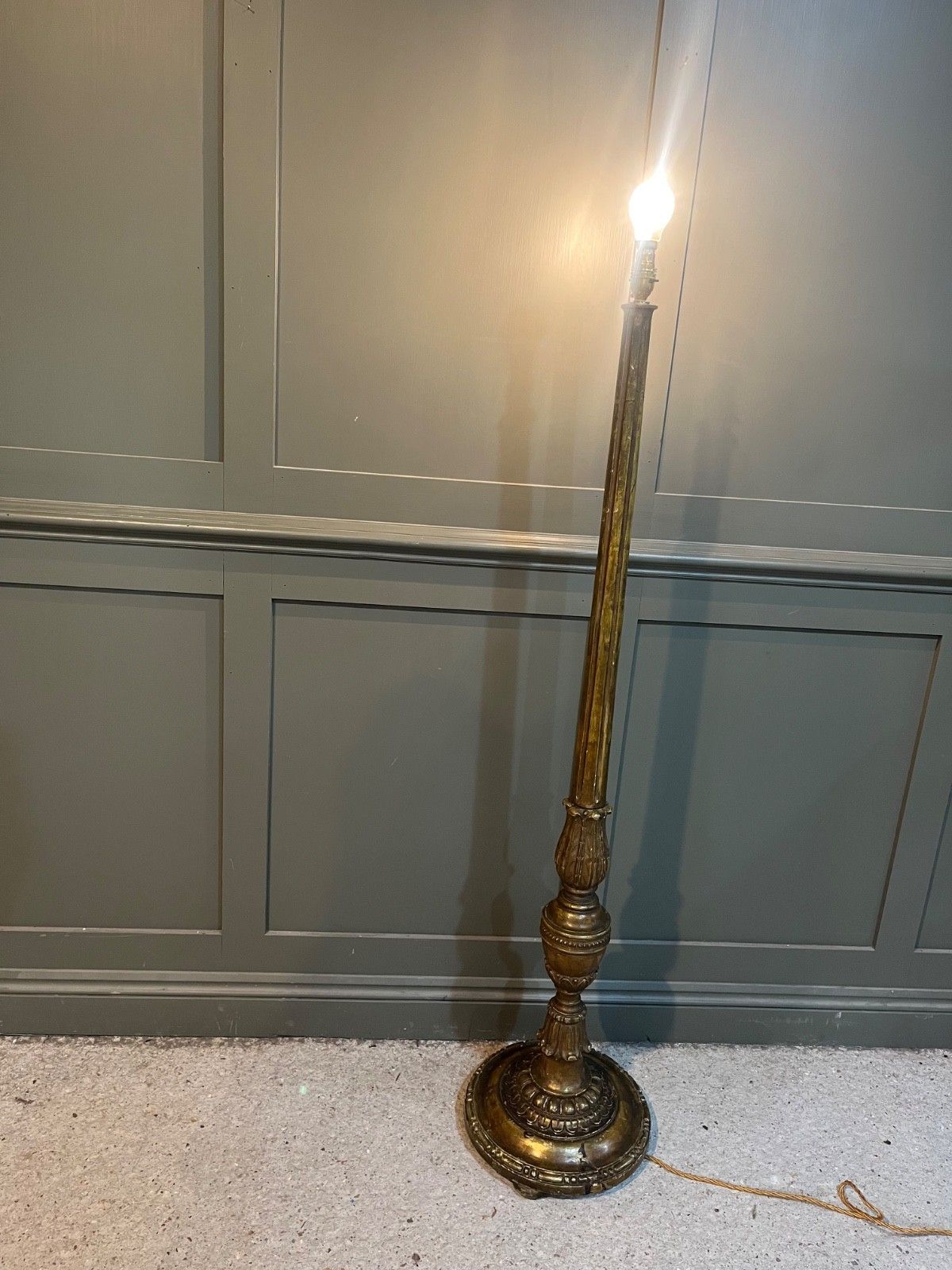 Antique Standard Lamp/Floor Lamp Carved Wood Gilded Fully Restored photo furniture