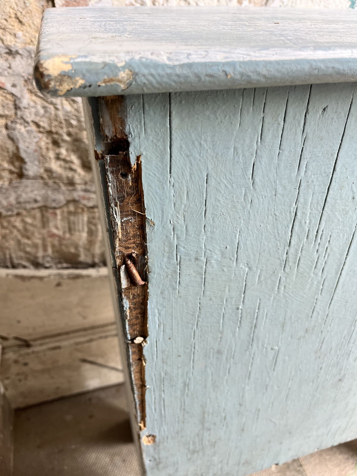 photo vinterior Edwardian Small Pine Bookcase In Distressed Blue Paint
