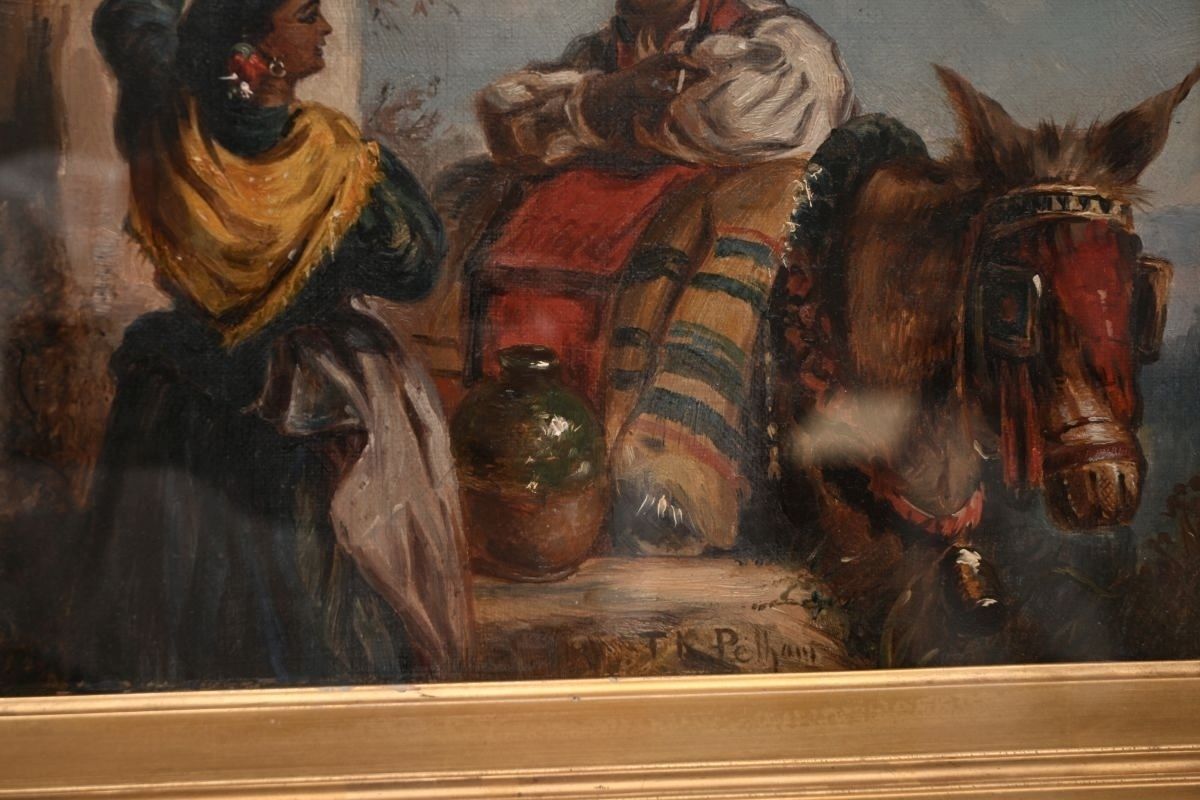 Antique Framed Oil Painting By Thomas Kent Pelham (1831 – 1907) photo Art