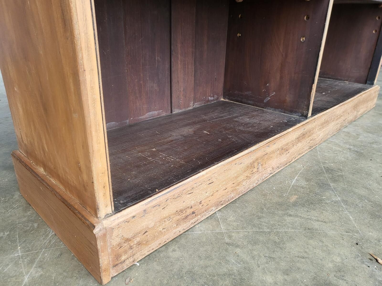 Furniture Antique Edwardian Oak Low Open Bookcase Adjustable Shelves photo