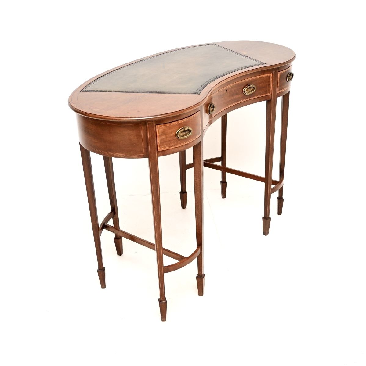 photo for sale Antique Edwardian Inlaid Mahogany Kidney Shaped Desk