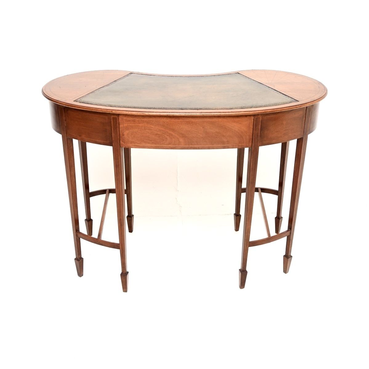Furniture Antique Edwardian Inlaid Mahogany Kidney Shaped Desk photo
