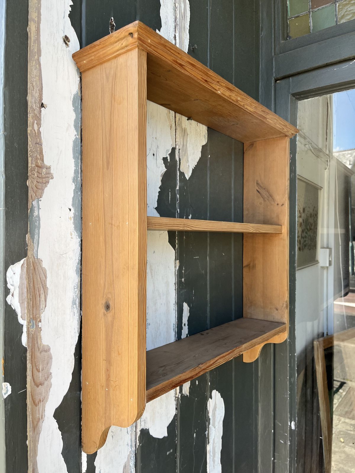 110.0 Simple Small 1960’s Pine Hanging Wall Shelves photo