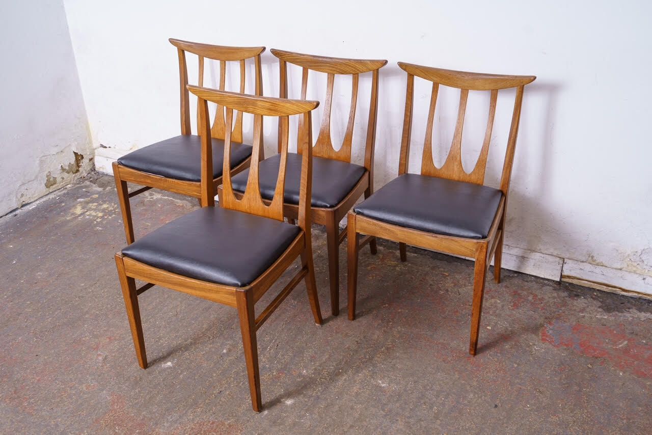 4 G Plan Mid Century Teak Brasilia Dining Chairs, Newly Upholstered photo furniture