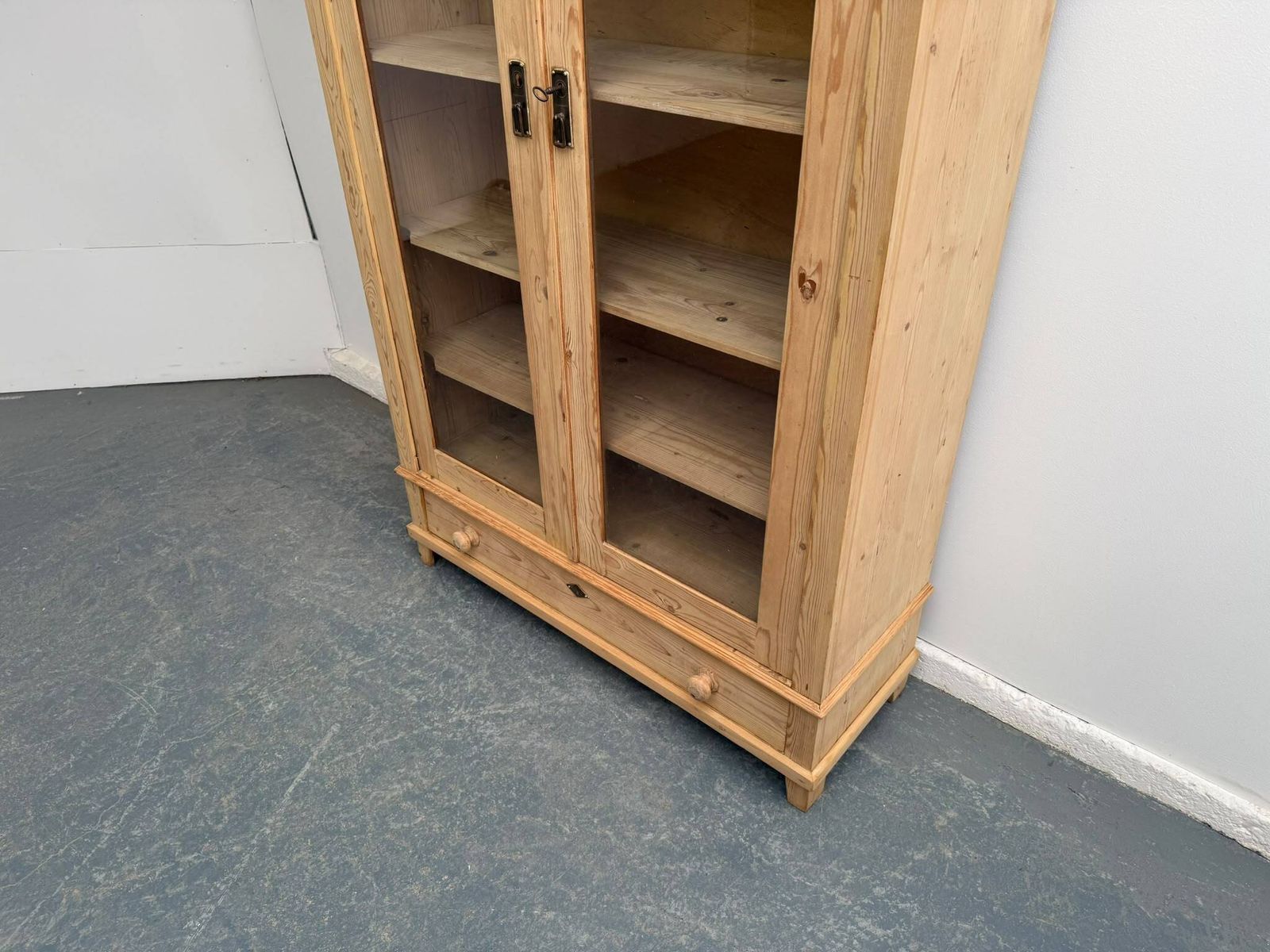 A Fantastic Victorian Pine Glazed Bookcase Cabinet To Wax / Paint photo furniture