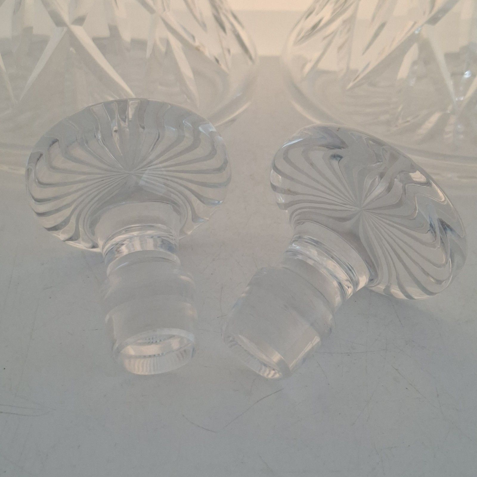 Pair Of Stuart Crystal Decanters Conical Cut Glass Vintage photo buy