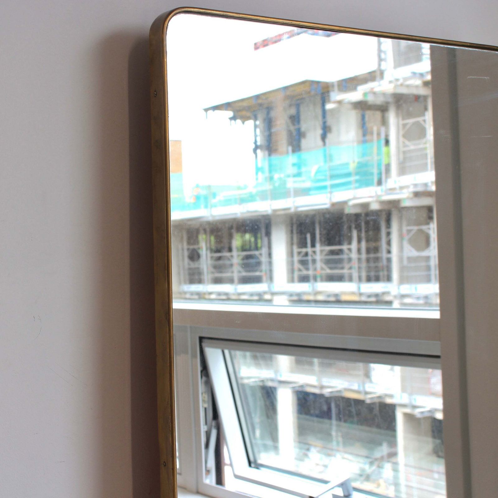 Vintage Italian Wall Mirror With Brass Frame (Circa 1960s)   Large photo for sale