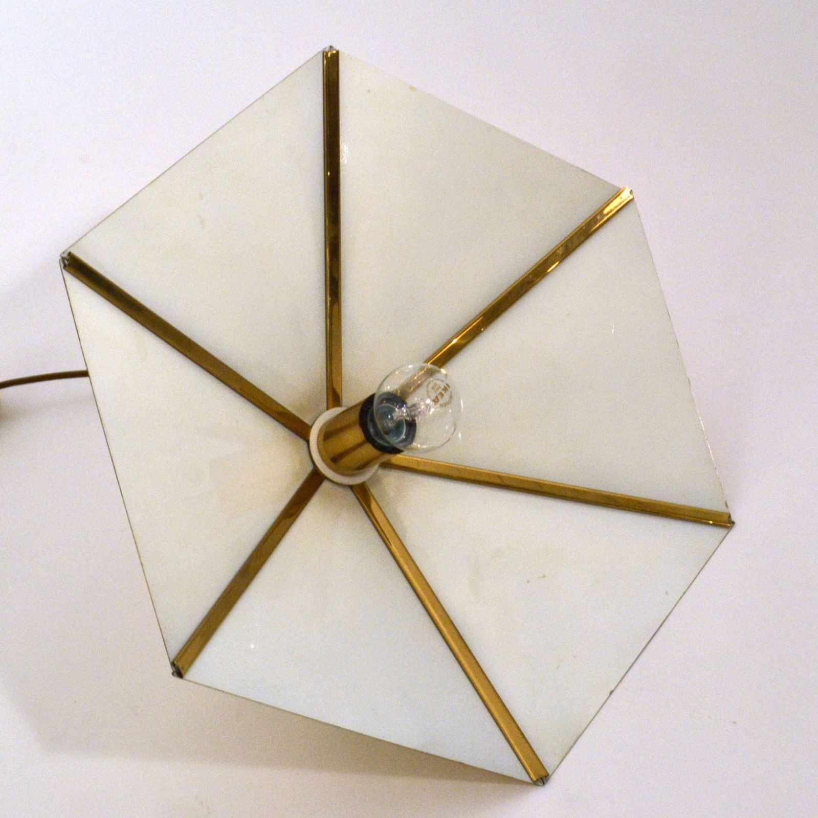 Pair Of Brass Pendant Lamps In Umbrella Shape, Belgium photo buy