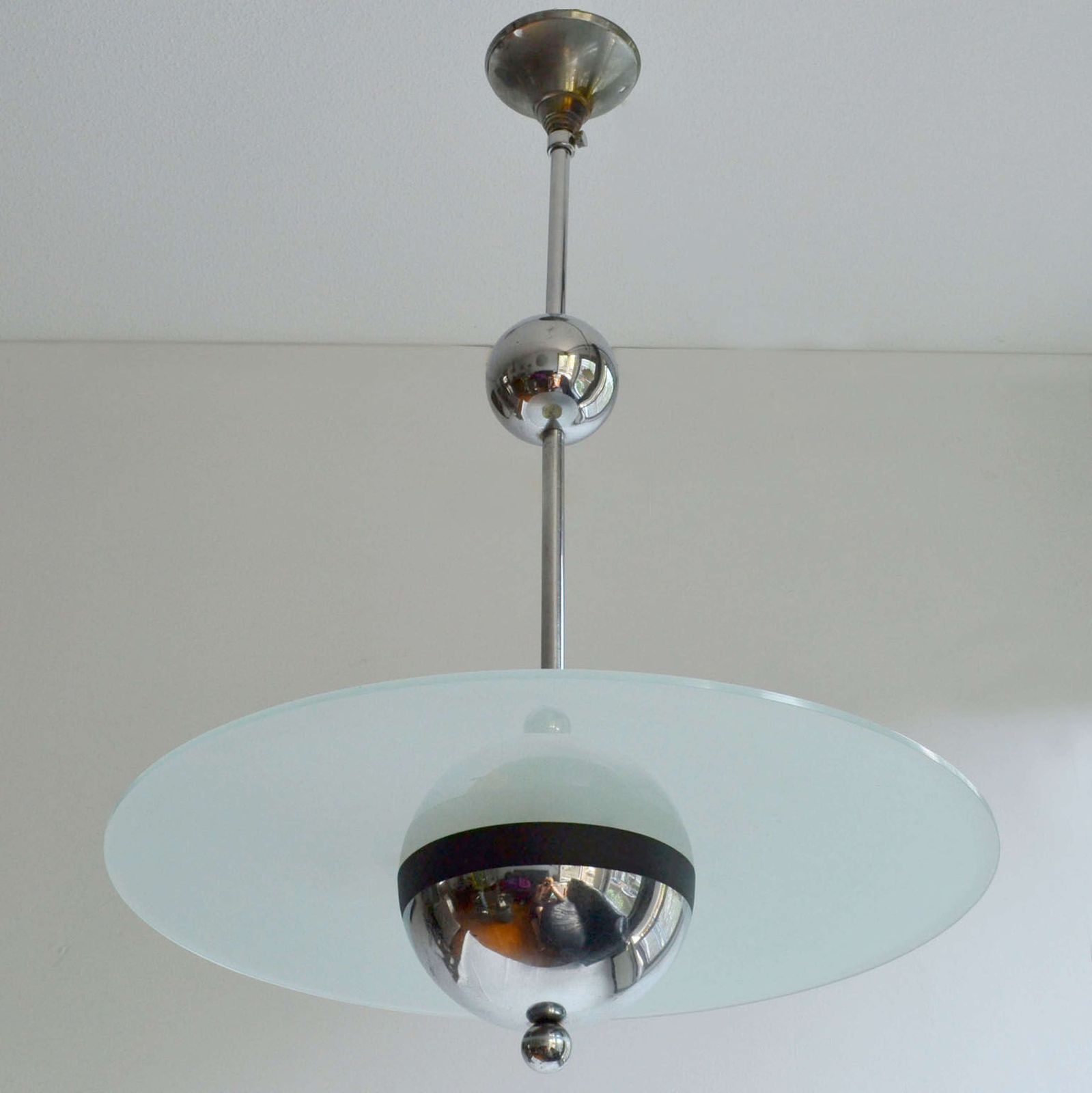 Modernist Chrome And Glass Pendant Circa 1930 In The Style Of Gispen photo furniture