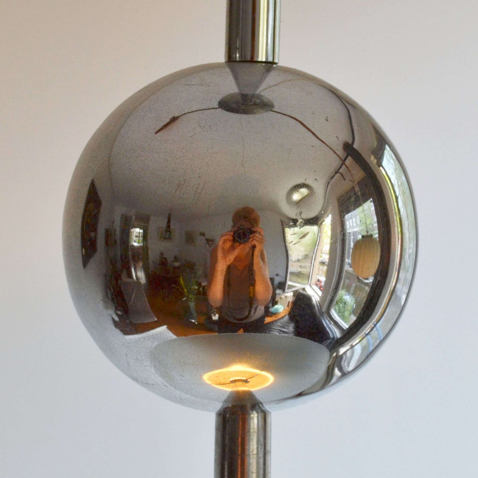 Modernist Chrome And Glass Pendant Circa 1930 In The Style Of Gispen photo vintage