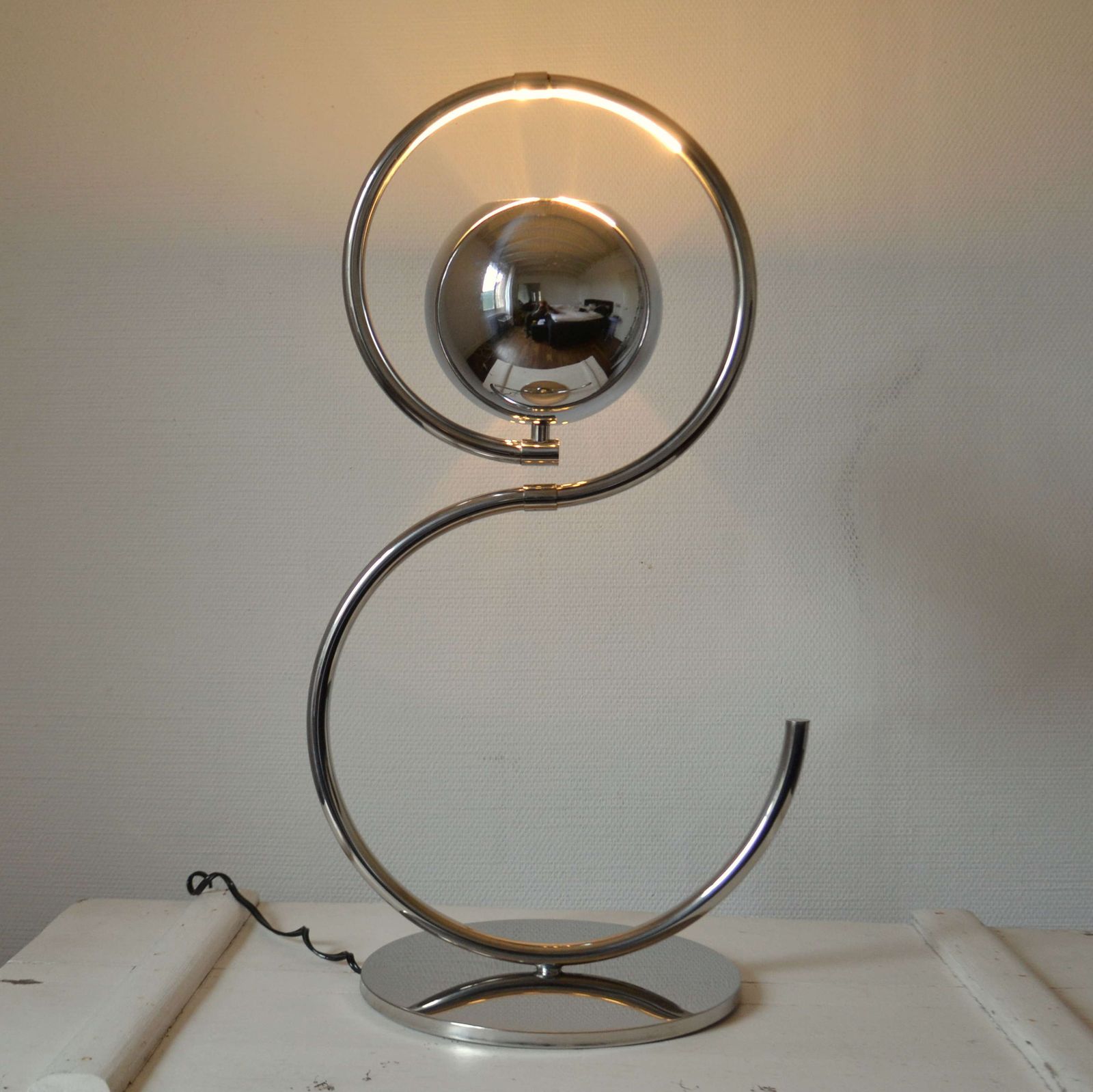 Sculptural Adjustable Reggiani Chrome Floor Lamp Italy 1960's photo vintage
