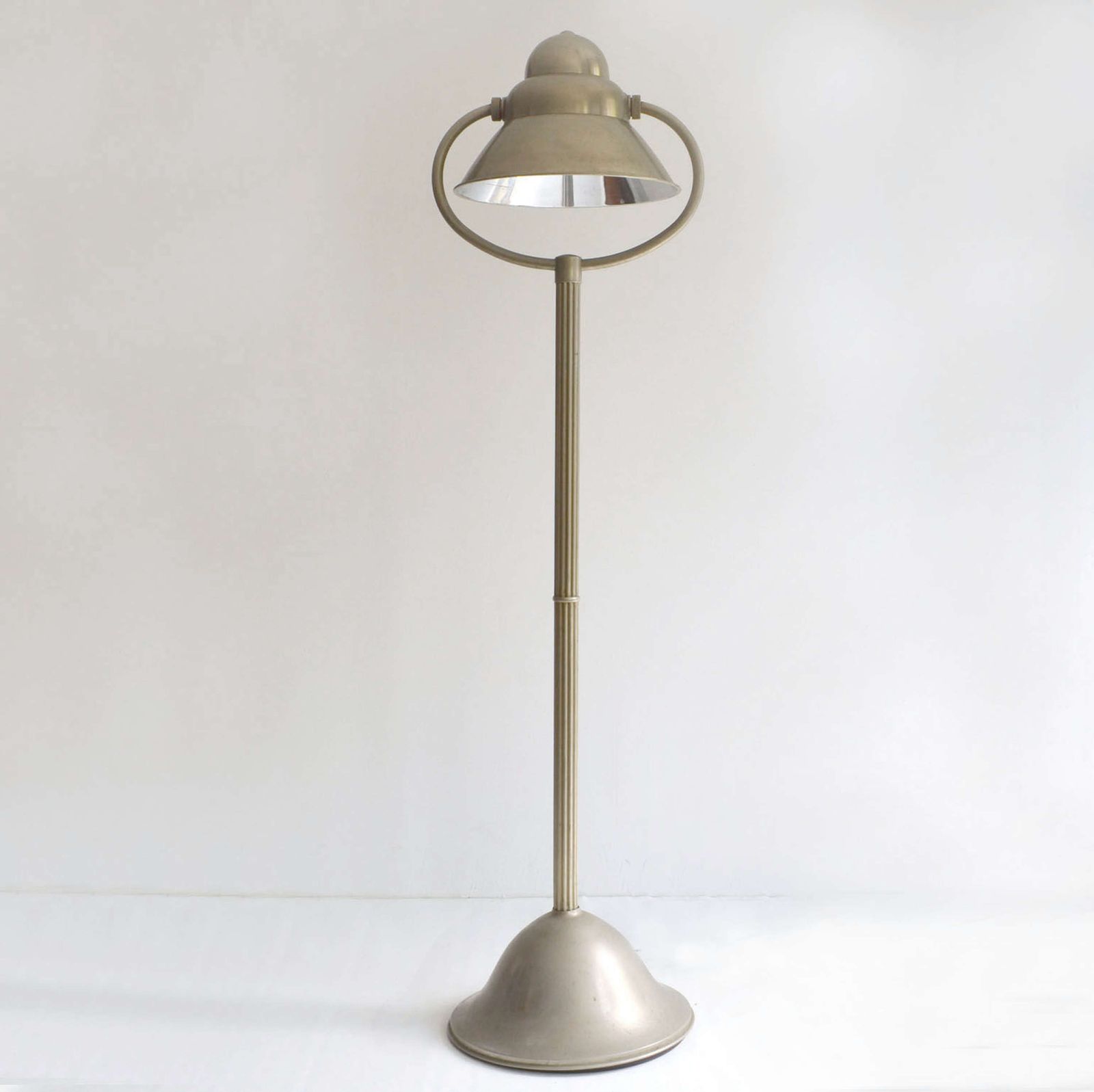 Art Deco Floor Lamp 1920's With Adjustable Shade In Nickel Attributed photo Lighting