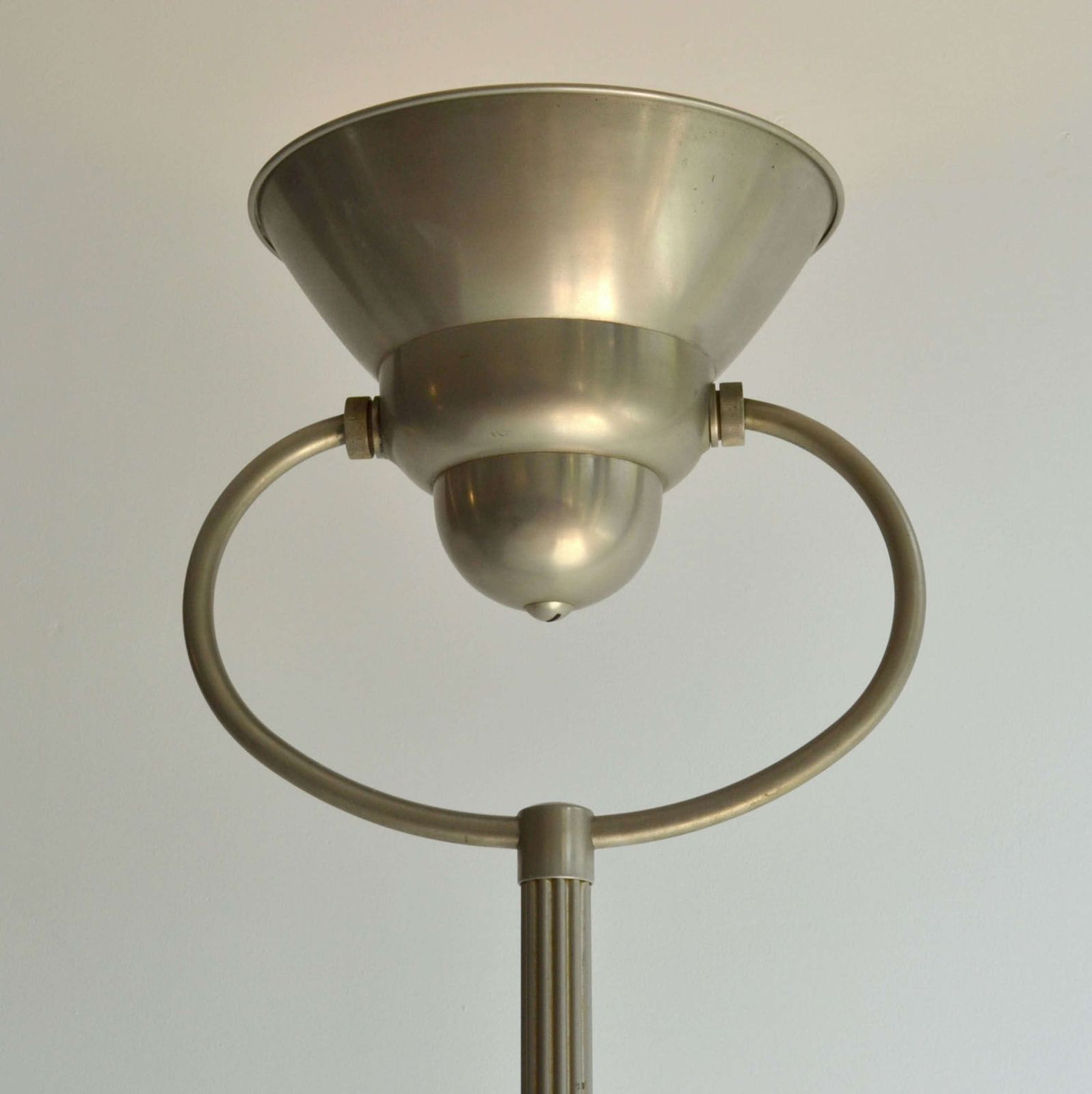 Art Deco Floor Lamp 1920's With Adjustable Shade In Nickel Attributed photo buy